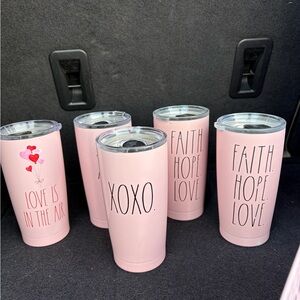 Rae Dunn Pink Valentine Tumbler Bundle XOXO Faith Hope Love Set of 5
